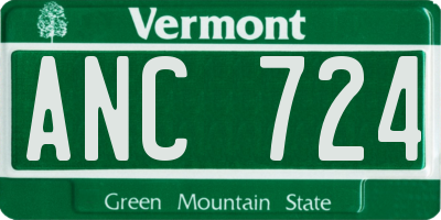 VT license plate ANC724