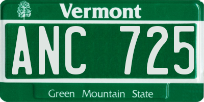 VT license plate ANC725