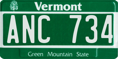 VT license plate ANC734
