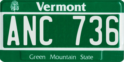 VT license plate ANC736