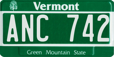 VT license plate ANC742