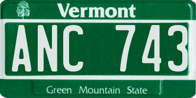 VT license plate ANC743
