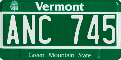 VT license plate ANC745