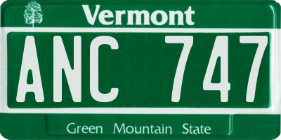 VT license plate ANC747
