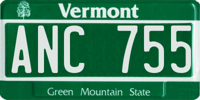 VT license plate ANC755