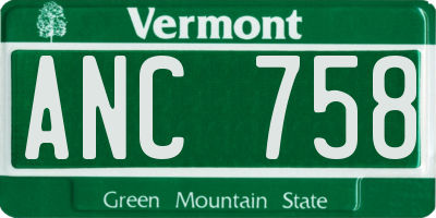 VT license plate ANC758