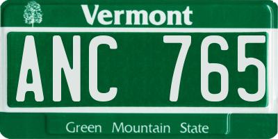 VT license plate ANC765