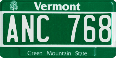 VT license plate ANC768