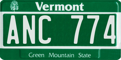 VT license plate ANC774
