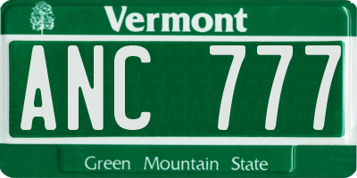 VT license plate ANC777