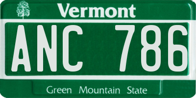 VT license plate ANC786