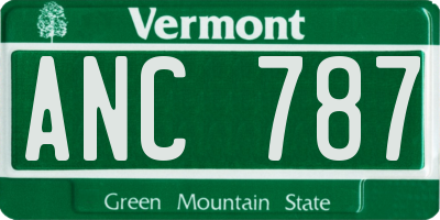VT license plate ANC787