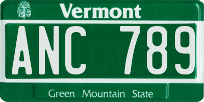 VT license plate ANC789