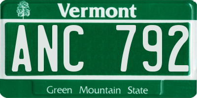VT license plate ANC792