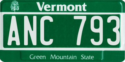 VT license plate ANC793
