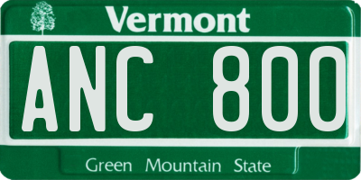 VT license plate ANC800