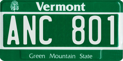 VT license plate ANC801