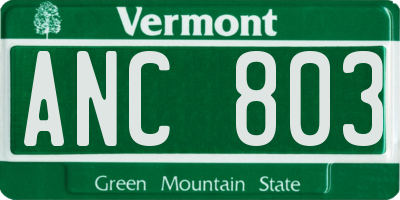 VT license plate ANC803