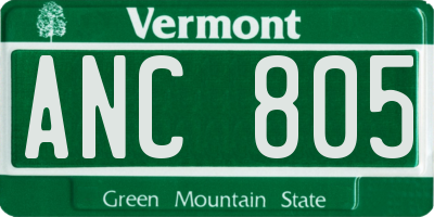 VT license plate ANC805