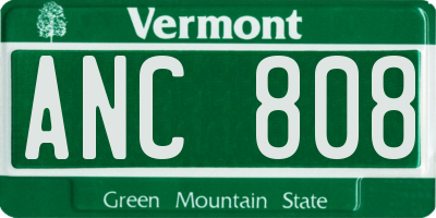 VT license plate ANC808
