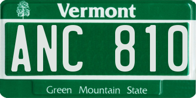 VT license plate ANC810