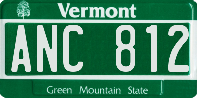 VT license plate ANC812