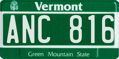 VT license plate ANC816