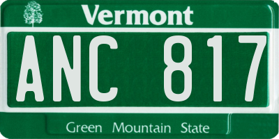 VT license plate ANC817