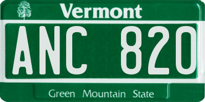 VT license plate ANC820