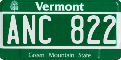 VT license plate ANC822