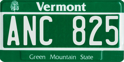 VT license plate ANC825