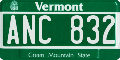 VT license plate ANC832