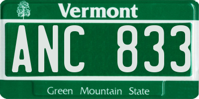VT license plate ANC833