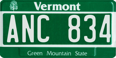 VT license plate ANC834