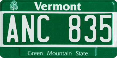 VT license plate ANC835