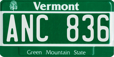 VT license plate ANC836