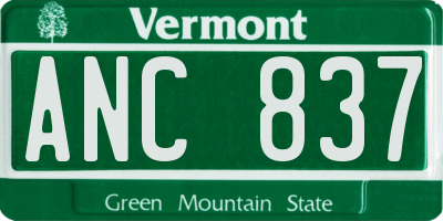 VT license plate ANC837