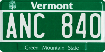 VT license plate ANC840