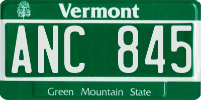 VT license plate ANC845