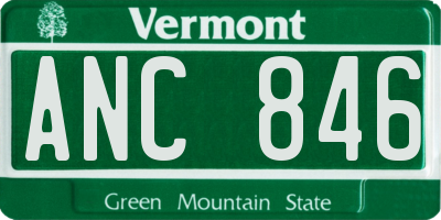 VT license plate ANC846
