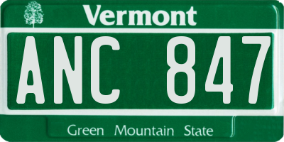 VT license plate ANC847