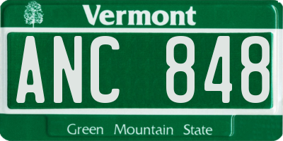 VT license plate ANC848