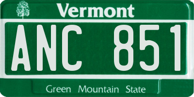 VT license plate ANC851