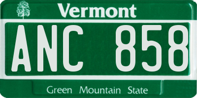 VT license plate ANC858