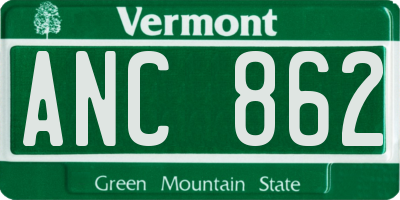 VT license plate ANC862