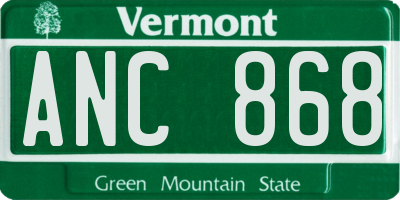 VT license plate ANC868