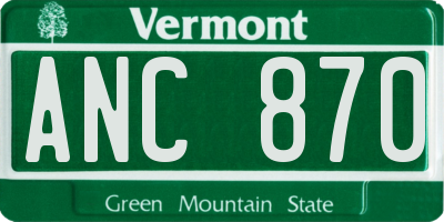 VT license plate ANC870