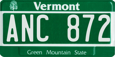 VT license plate ANC872