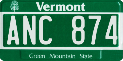 VT license plate ANC874