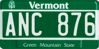 VT license plate ANC876